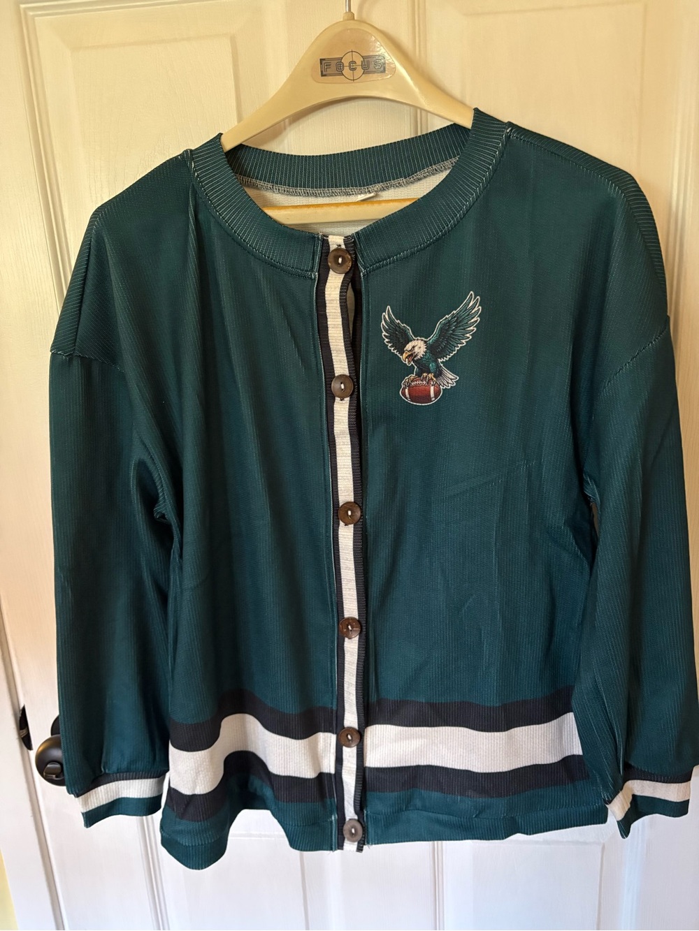 Women's Philadelphia Eagle Striped Button Cardigan
